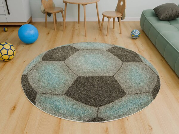 Koberec Lima G758A Football, grafitový / tyrkysový kruh