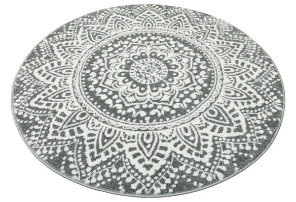 Koberec Lima G757A mandala, krémový / šedý kruh