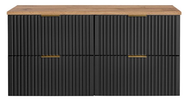 Sestava 2 koupelnových skříněk ADEL BLACK 120cm s deskou a umyvadly