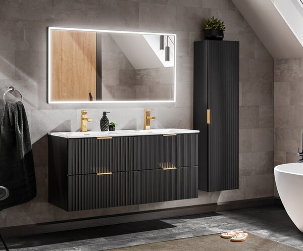 Sestava 2 koupelnových skříněk ADEL BLACK 120cm s deskou