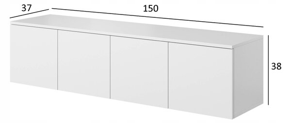 Závěsná TV skříňka pod televizor RTV 150x38x37 cm, dekor dub artisan, otevírání dotykem