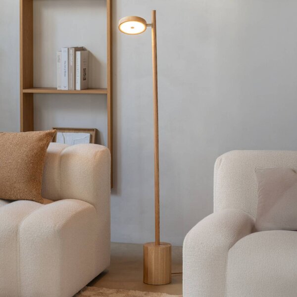 Good & Mojo GOOD MOJO LED stojací lampa Okinawa, 1 svítidlo, přírodní, 146 cm, dřevo, stmívatelný, Světlé dřevo, Obývací pokoj / jídelna, Dřevo, Moderní