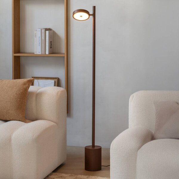 Good & Mojo GOOD MOJO LED stojací lampa Okinawa, 1 svítidlo, hnědá, 146 cm, dřevo, stmívatelný, Hnědá / rez, Obývací pokoj / jídelna, Dřevo, Moderní
