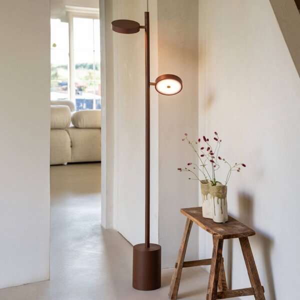 Good & Mojo GOOD MOJO LED stojací lampa Okinawa, 2ramenná, hnědá, 146 cm, dřevo, stmívatelný, Hnědá / rez, Obývací pokoj / jídelna, Dřevo, Moderní