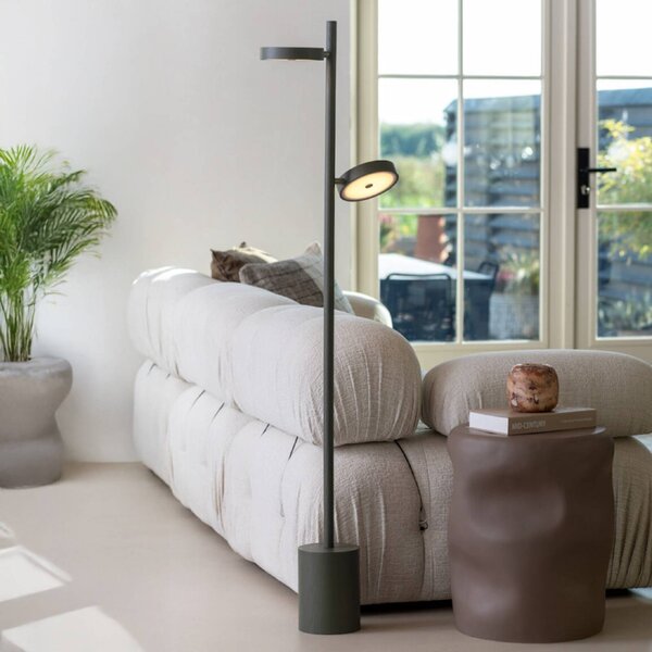 Good & Mojo GOOD MOJO LED stojací lampa Okinawa, 2 svítidla, zelená, 146 cm, dřevo, stmívatelný, Zelená, Obývací pokoj / jídelna, Dřevo, Moderní
