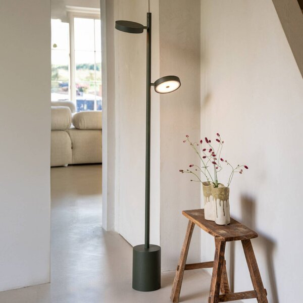 Good & Mojo GOOD MOJO LED stojací lampa Okinawa, 2 svítidla, zelená, 146 cm, dřevo, stmívatelný, Zelená, Obývací pokoj / jídelna, Dřevo, Moderní