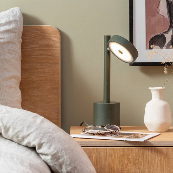 Good & Mojo GOOD MOJO LED stolní lampa Okinawa, zelená, 35 cm, dřevo, stmívatelný, Zelená, Obývací pokoj / jídelna, Dřevo, Moderní