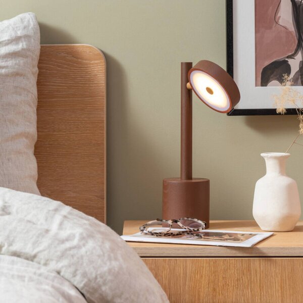 Good & Mojo GOOD MOJO LED stolní lampa Okinawa, hnědá, 35 cm, dřevo, stmívatelný, Hnědá / rez, Obývací pokoj / jídelna, Dřevo, Moderní