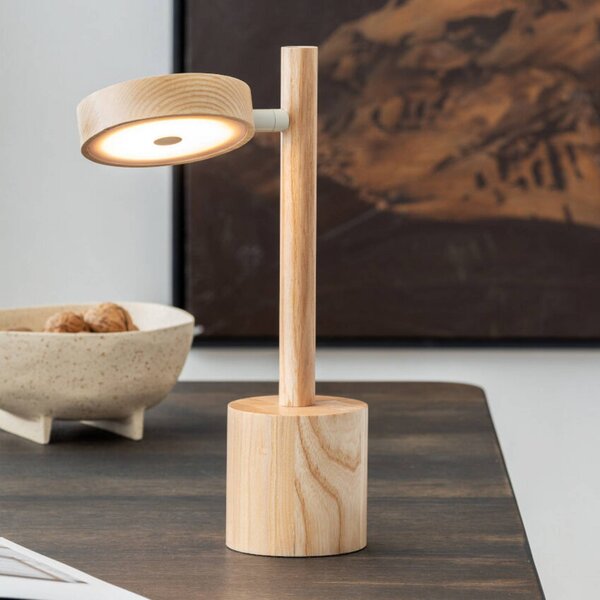 Good & Mojo GOOD MOJO LED stolní lampa Okinawa, přírodní, 35 cm, dřevo, stmívatelný, Světlé dřevo, Obývací pokoj / jídelna, Dřevo, Moderní