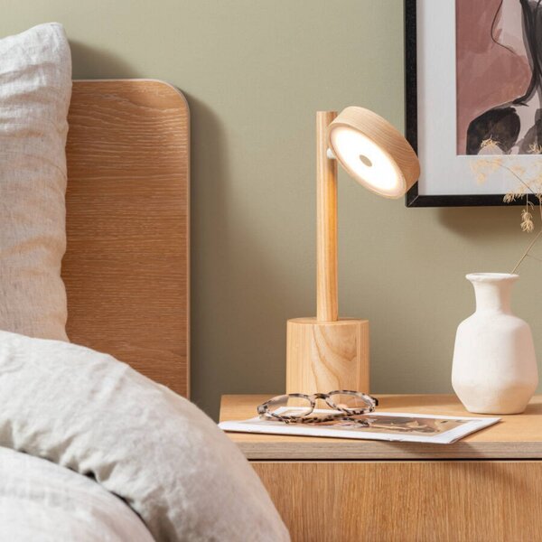 Good & Mojo GOOD MOJO LED stolní lampa Okinawa, přírodní, 35 cm, dřevo, stmívatelný, Světlé dřevo, Obývací pokoj / jídelna, Dřevo, Moderní
