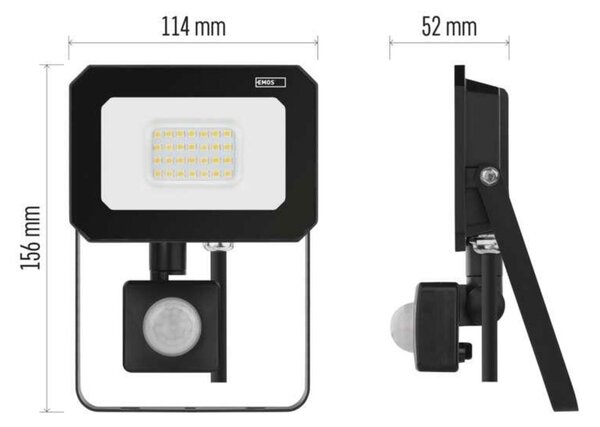EMOS LED reflektor SIMPO s pohybovým čidlem, 20 W, černý, neutrální bílá ZS2323