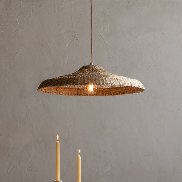 Good & Mojo GOOD MOJO závěsné světlo Santorini, Ø60cm, přírodní, mořské řasy, E27, Hnědá / rez, Obývací pokoj / jídelna, Textil / tkanina / hedvábí