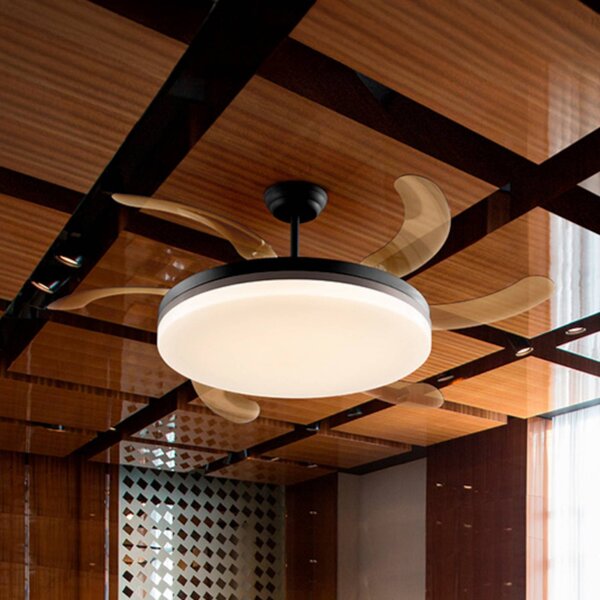 Schuller Valencia LED stropní ventilátor Vento černý/bronzový/kouřový Ø 150, tichý, stmívatelný, Hliník / šedá / zinek, Obývací pokoj / jídelna, kov, Moderní