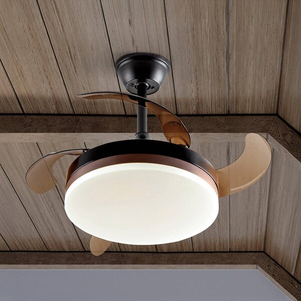 Schuller Valencia LED stropní ventilátor Vento černý/bronzový/kouřový Ø 90 cm tichý, stmívatelný, Hliník / šedá / zinek, Obývací pokoj / jídelna, kov, Moderní