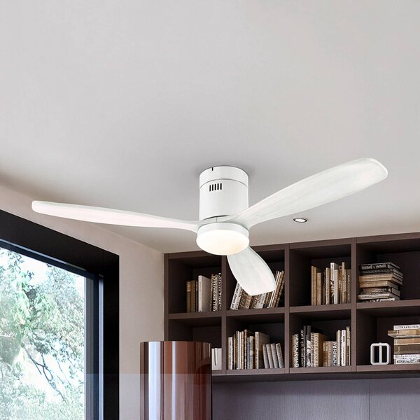 Schuller Valencia LED stropní ventilátor Siroco, bílý, Ø 132 cm, tichý,, stmívatelný, Bílá / opál, Obývací pokoj / jídelna, kov, Moderní