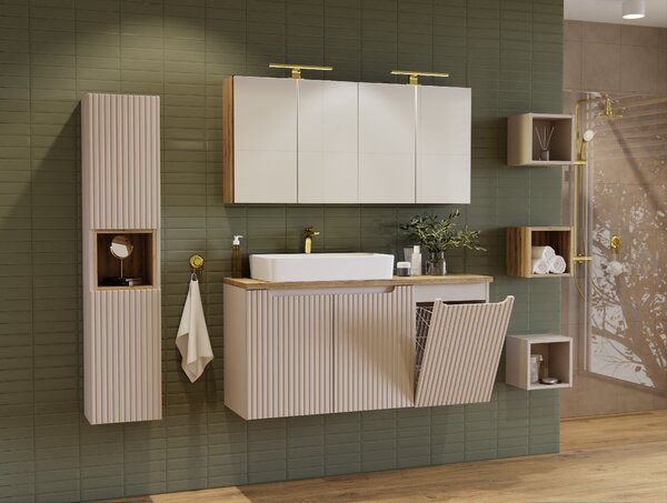 Comad Koupelnová skříňka pod deskové umyvadlo set Nova Cashmere 140 kašmír/dub cassela