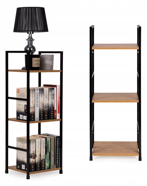 Dřevěný regál moderní kovový rám LOFT 3 police ModernHome