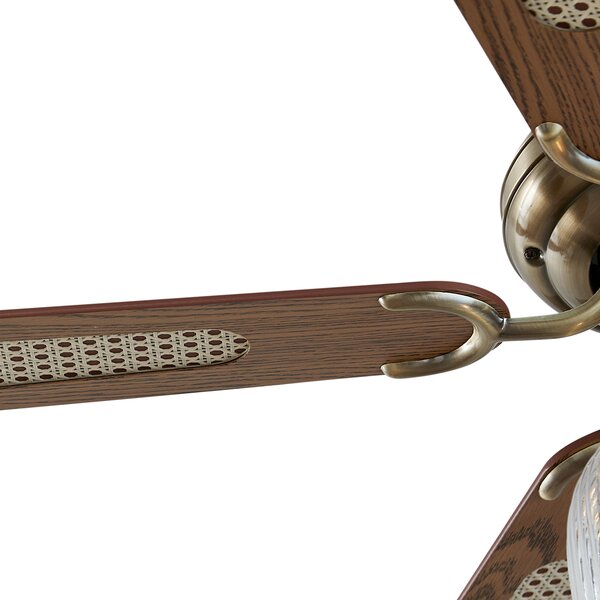 Stropní ventilátor mosazný s dřevem 107,5 cm s tahovým spínačem - Mistral Karel