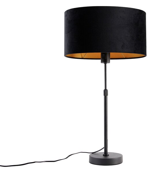 Stolní lampa černá s oválným sametovým stínítkem černým 35 cm - Parte