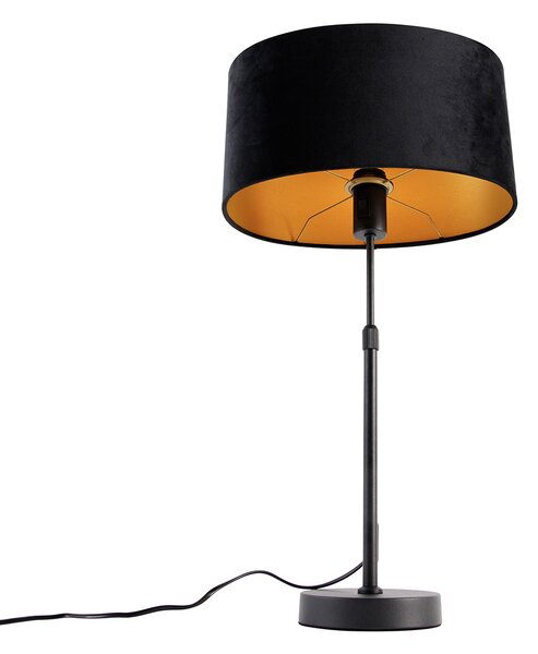 Stolní lampa černá s oválným sametovým stínítkem černým 35 cm - Parte