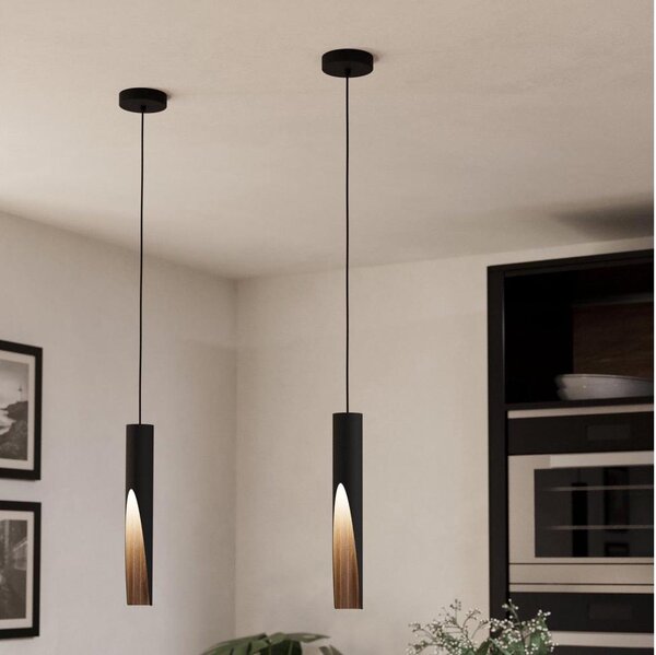 Eglo 900874 - LED Lustr na lanku BARBOTTO 1xGU10/4,5W/230V černá/hnědá