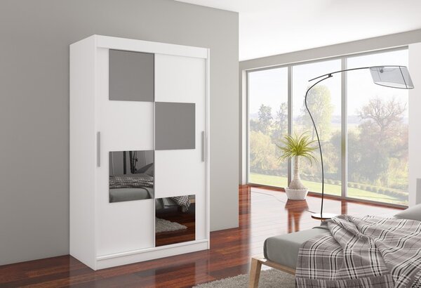 ADRK Šatní zrcadlová skříň posuvná LUGANO W 120, bílá