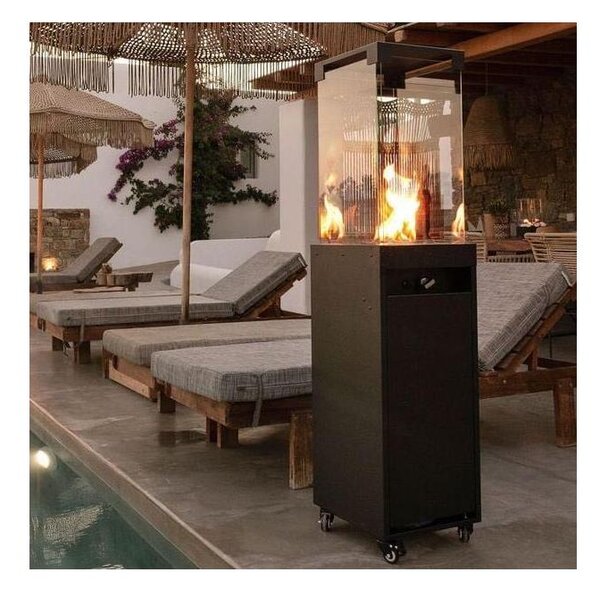 Planika Faro GAS - Venkovní plynový krb 142x36 cm 8kW černá + ochranný kryt