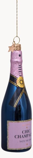Ručně foukaná vánoční ozdoba Luxury Pink Bottle