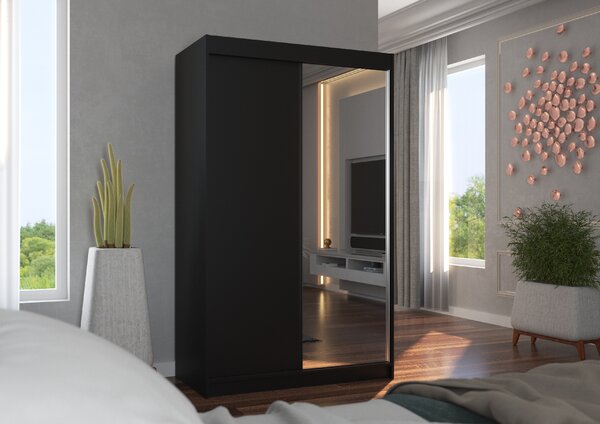 ADRK Šatní zrcadlová skříň posuvná REWENA B 120, černá