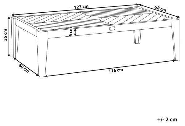 Zahradní konferenční stolek RIVELLO 123 cm 68 cm Akáciové dřevo Světle hnědá
