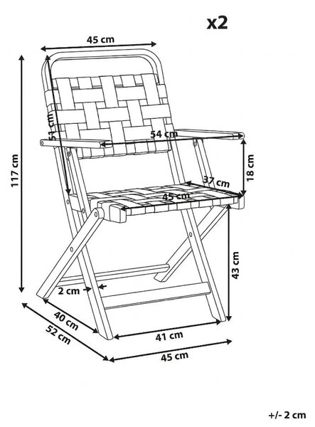 Sada 2 zahradních židlí MILZANO Akáciové dřevo Hnědá