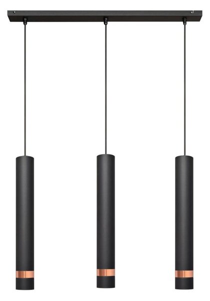 LED Lustr na lanku TUBA 3xGU10/4,8W/230V černá/měděná