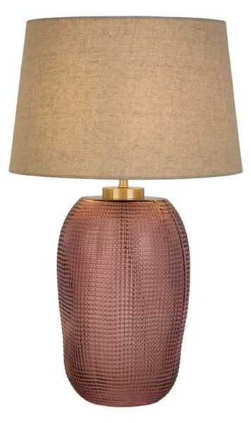 Searchlight EU44652PI Velká stolní lampa AMETHYST růžové sklo & stínidlo NATURAL