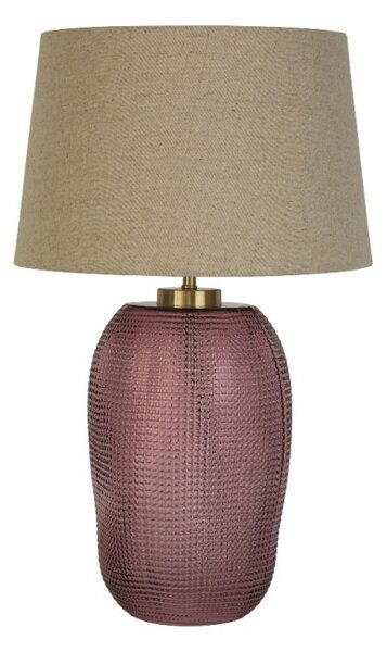 Searchlight EU44652PI Velká stolní lampa AMETHYST růžové sklo & stínidlo NATURAL