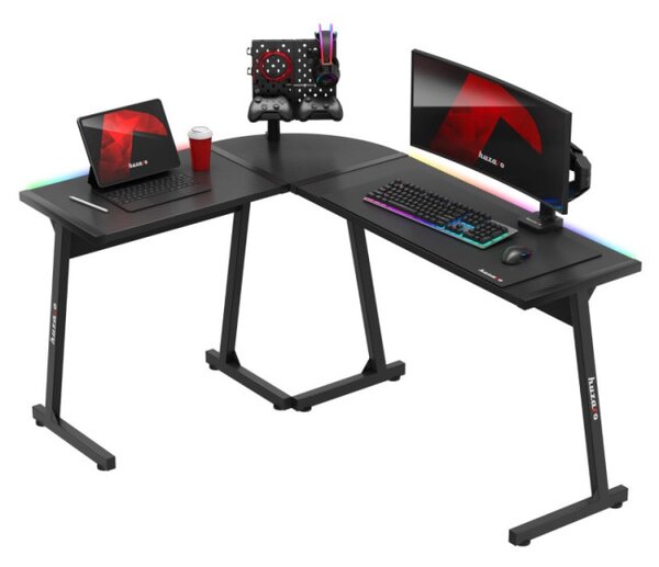 Herní rohový stůl Hero 6.0 RGB černý
