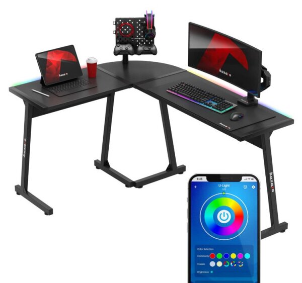 Herní rohový stůl Hero 6.0 RGB černý