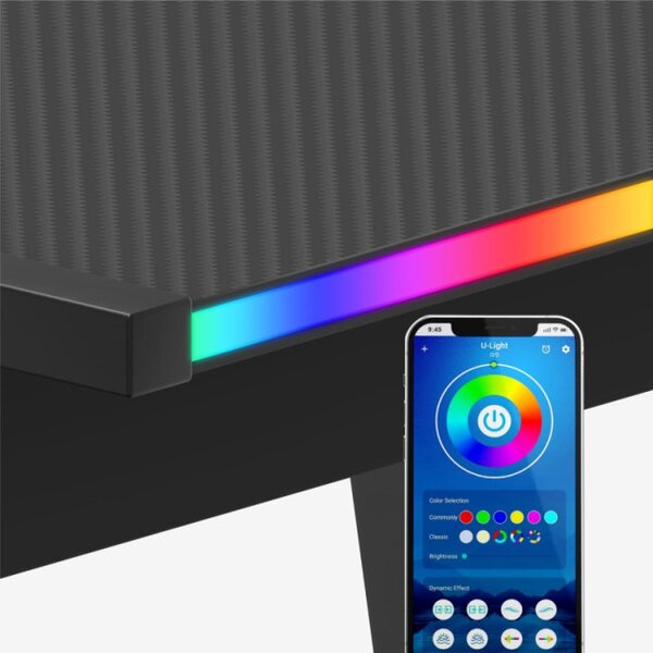 Herní rohový stůl Hero 6.0 RGB černý