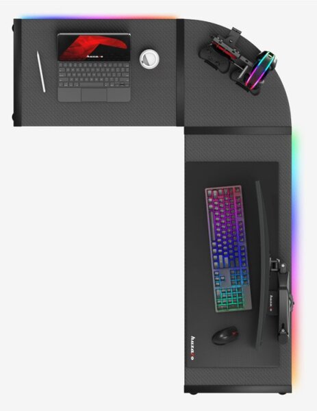Herní rohový stůl Hero 6.0 RGB černý