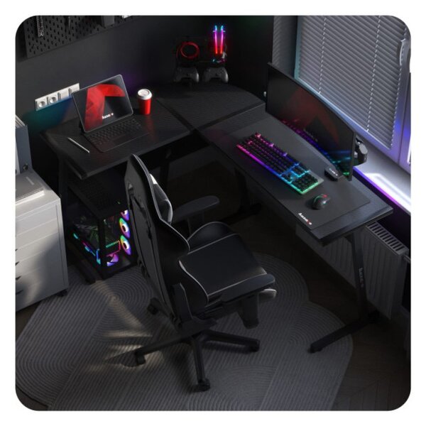 Herní rohový stůl Hero 6.0 RGB černý