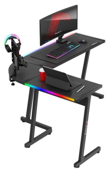 Herní rohový stůl Hero 6.0 RGB černý