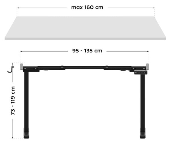 Výškově nastavitelný elektrický rám Xeno 4.5 černý