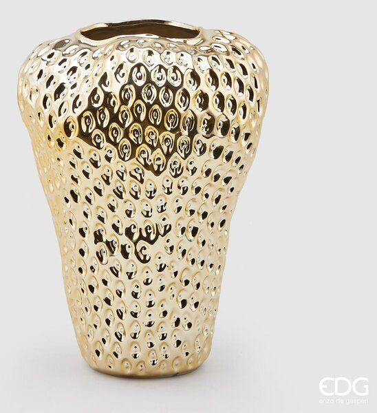 EDG Keramická váza ve tvaru jahody, zlatá barva, 37 cm