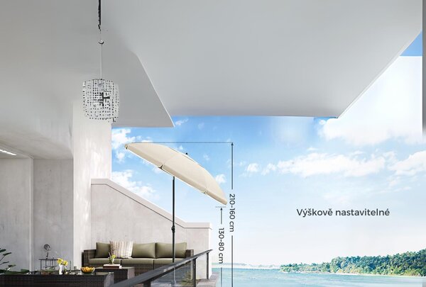 SONGMICS Zahradní slunečník s ochranným obalem UNTRA 160 cm béžový