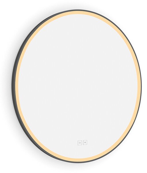 Nimco černé kulaté zrcadlo do koupelny s osvětlením 60 cm ZPC 28000RVX-90