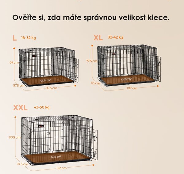 SONGMICS Přepravní klec pro zvířata Levino XL 107 cm černá
