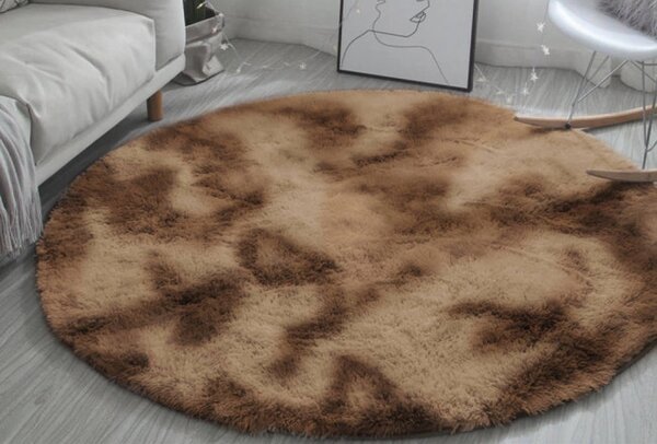 Protiskluzový koberec SHAGGY ombré, hnědý kruh