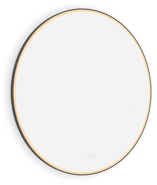 Nimco černé kulaté zrcadlo do koupelny 90 cm s osvětlením ZPC 28003RVX-90