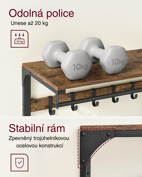Předsíňový věšák Houseland Plunge hnědý/černý