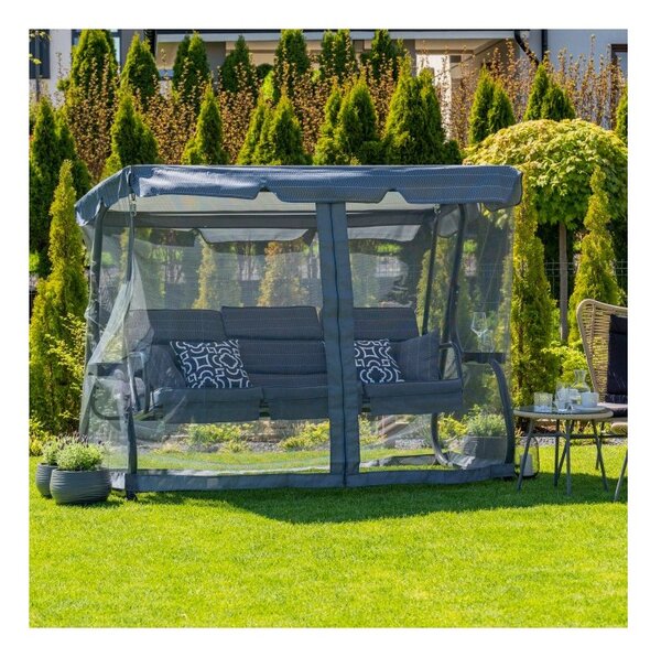 Zahradní houpačka INES DELUXE s moskytiérou v antracitové barvě