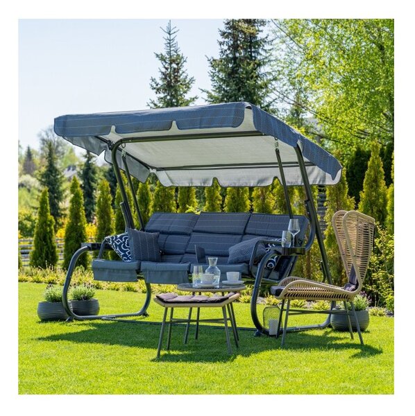 Zahradní houpačka INES DELUXE s moskytiérou v antracitové barvě